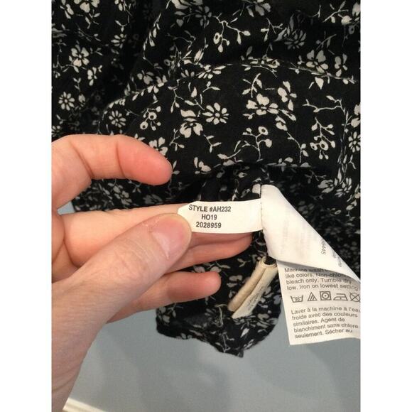 Madewell Peasant Blouse Women Size M Black Ditsy Branch Floral Meadow Shirt Boho - Picture 13 of 13